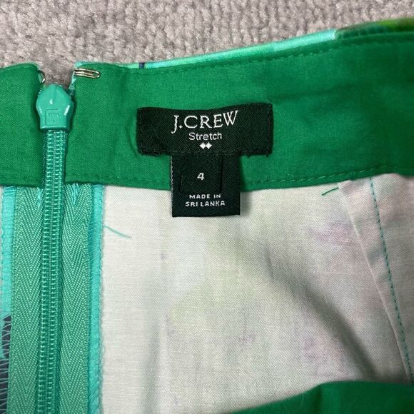 J. Crew Stretch Women’s 4 Green Floral Back Zip Mini Pencil Straight Skirt - Picture 4 of 4